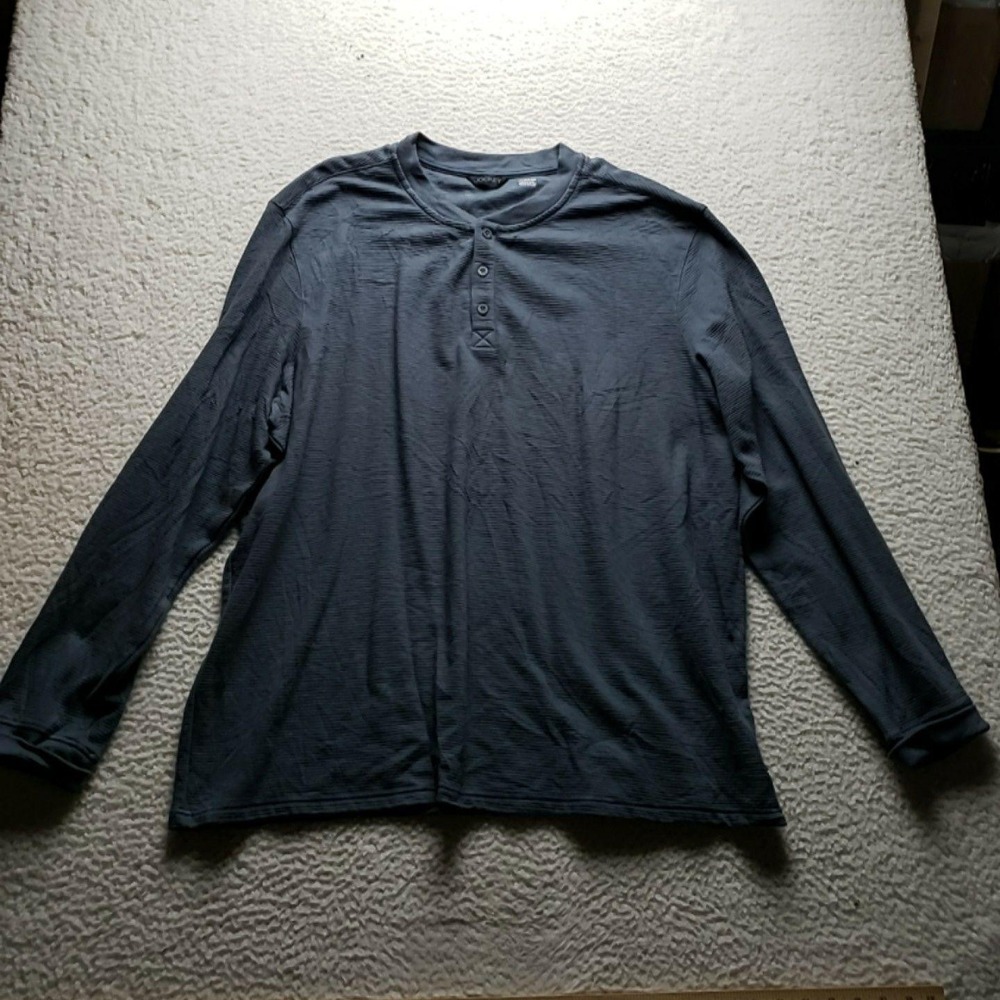 Jockey Sleepwear Shirt Mens 3XL Gray Solid Jersey Henley Long Sleeve Pajama Top